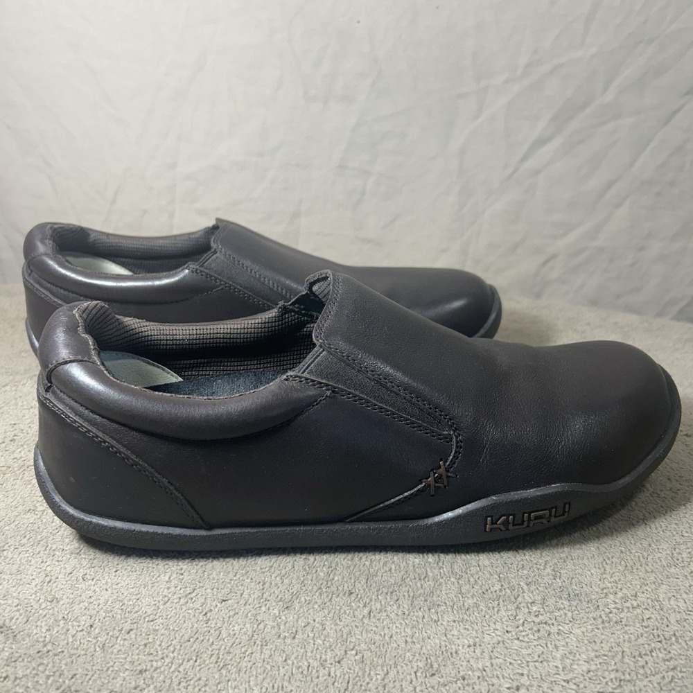 KURU Slip On Shoes Mens 13 Brown Leather Comfort Work Casual Kivi Style